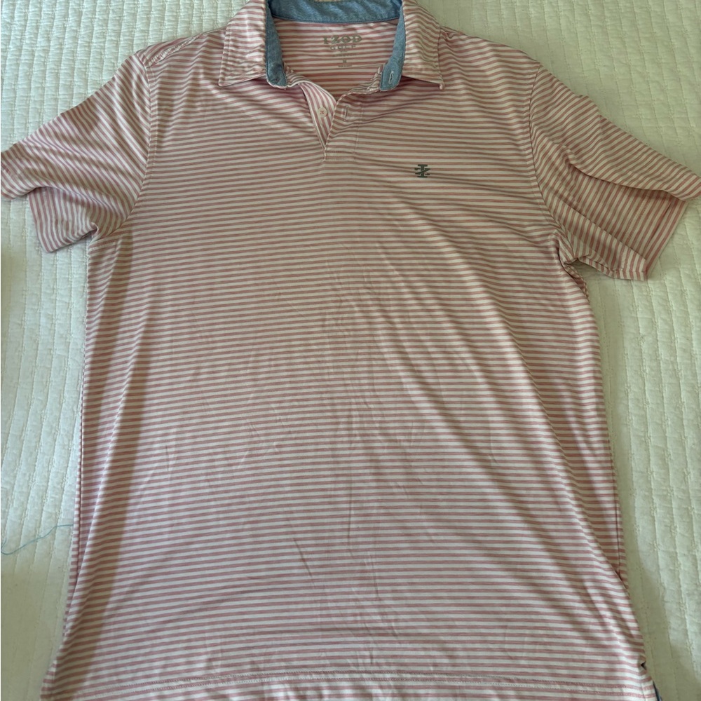 Men's Pink Striped Izod Golf Shirt